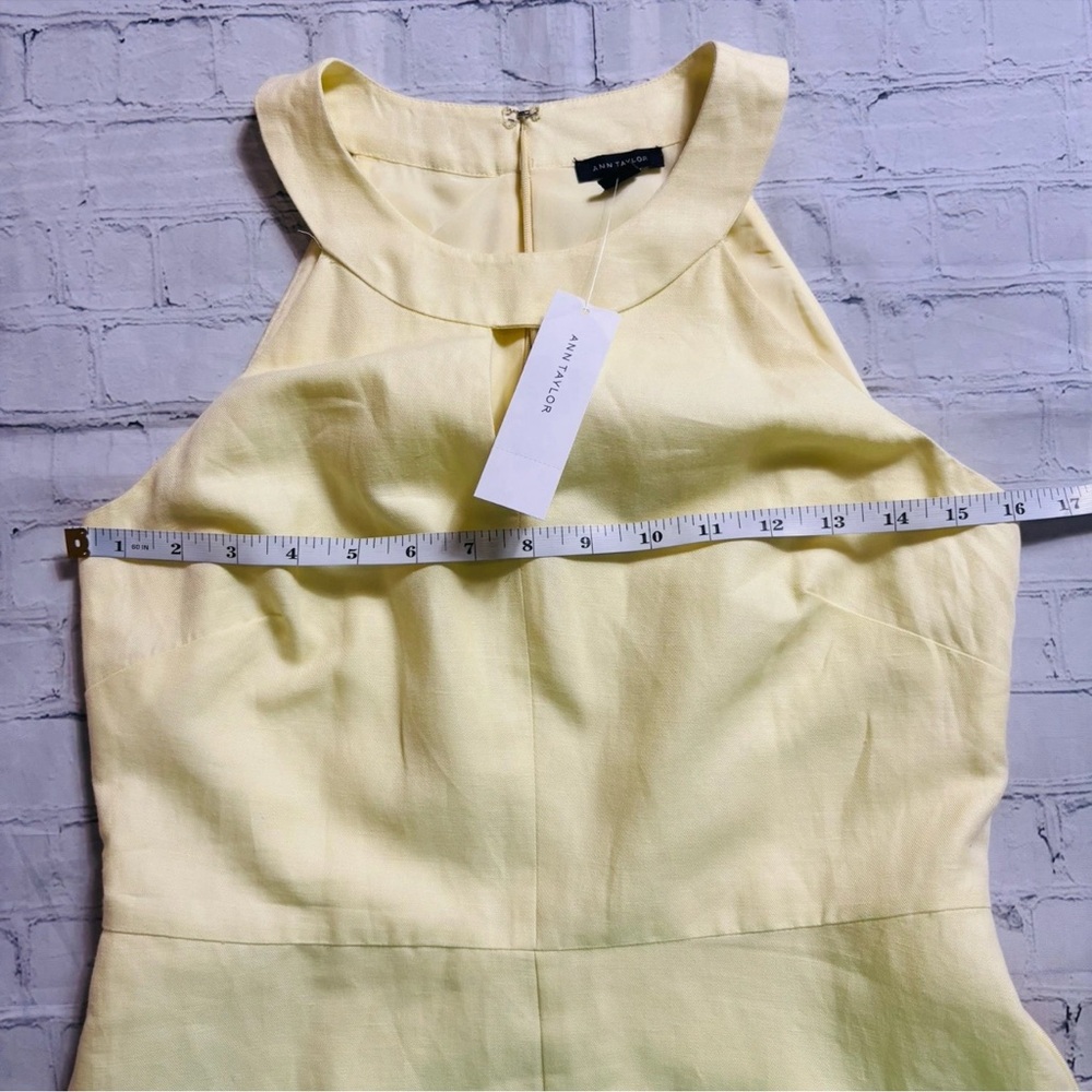 Ann Taylor Size 2 Linen Cotton Lined Midi Dress Buttercream Yellow Halter NWT - Picture 9 of 12